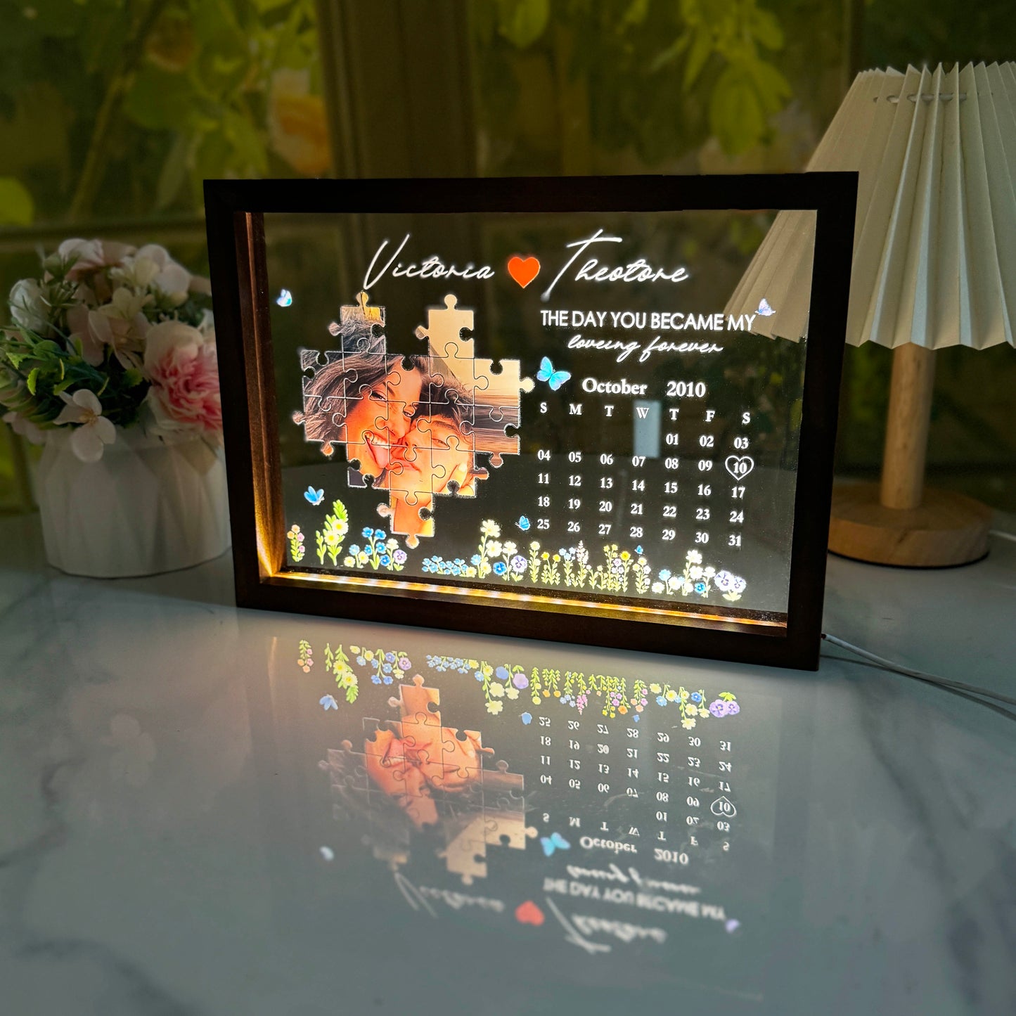 The Day I Found My Missing Piece Light Frame Personalized Gift