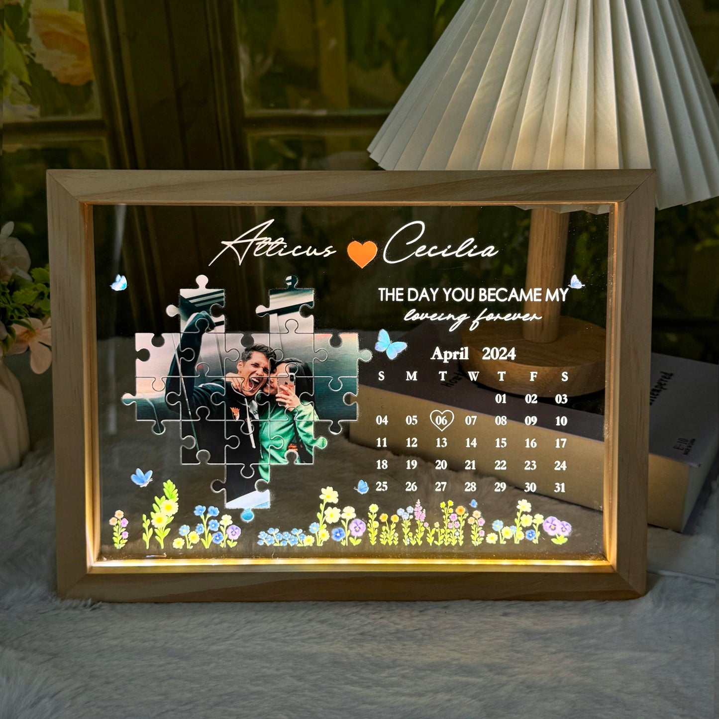 The Day I Found My Missing Piece Light Frame Personalized Gift
