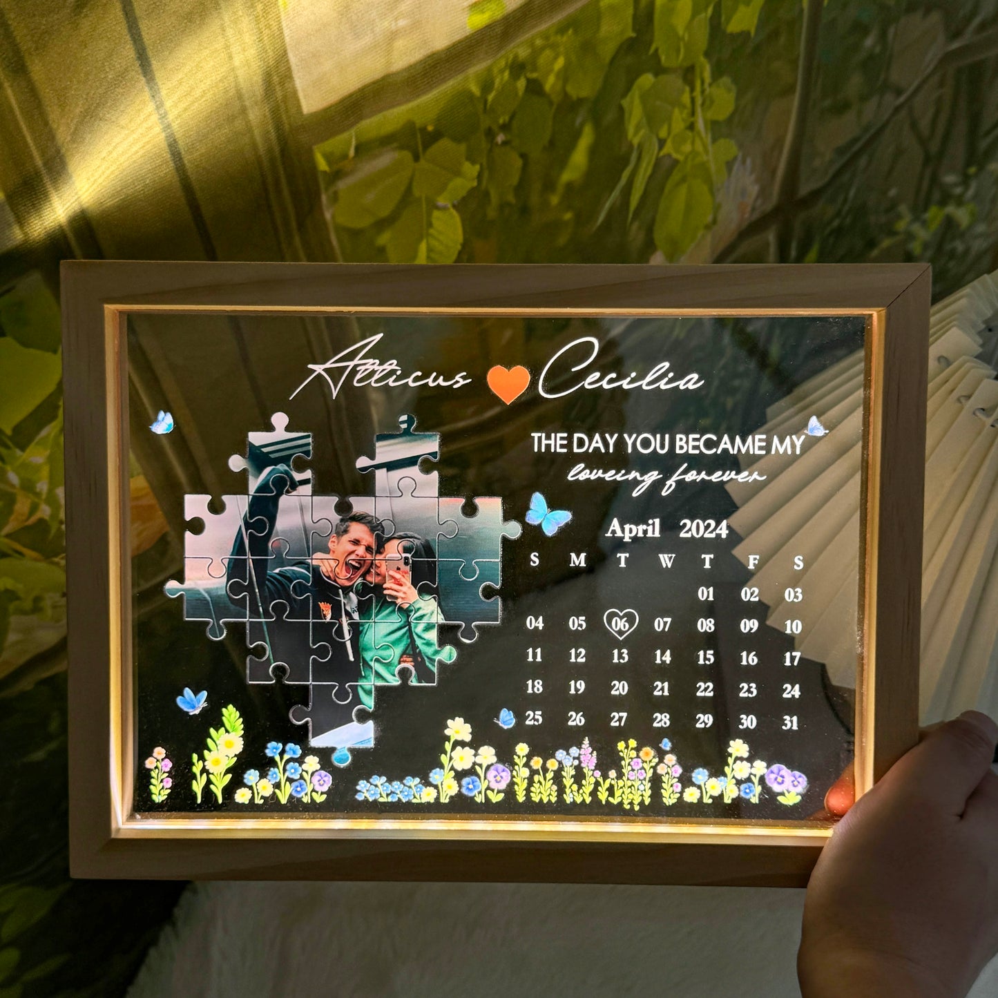 The Day I Found My Missing Piece Light Frame Personalized Gift