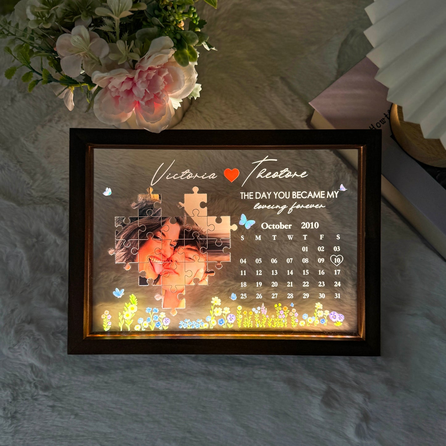 The Day I Found My Missing Piece Light Frame Personalized Gift