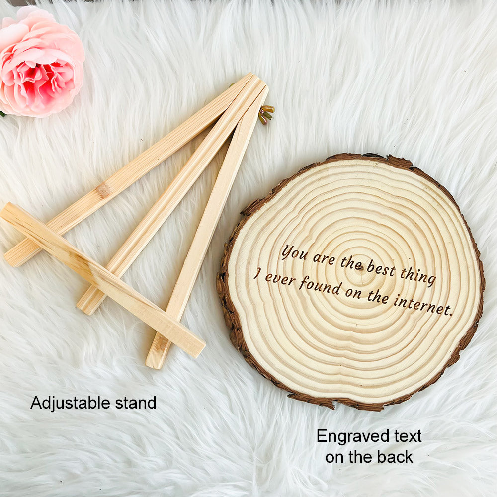 Custom Natural Pine Wood Slice With Photo And Engraved Text