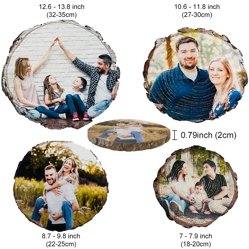 Custom Natural Pine Wood Slice With Photo And Engraved Text