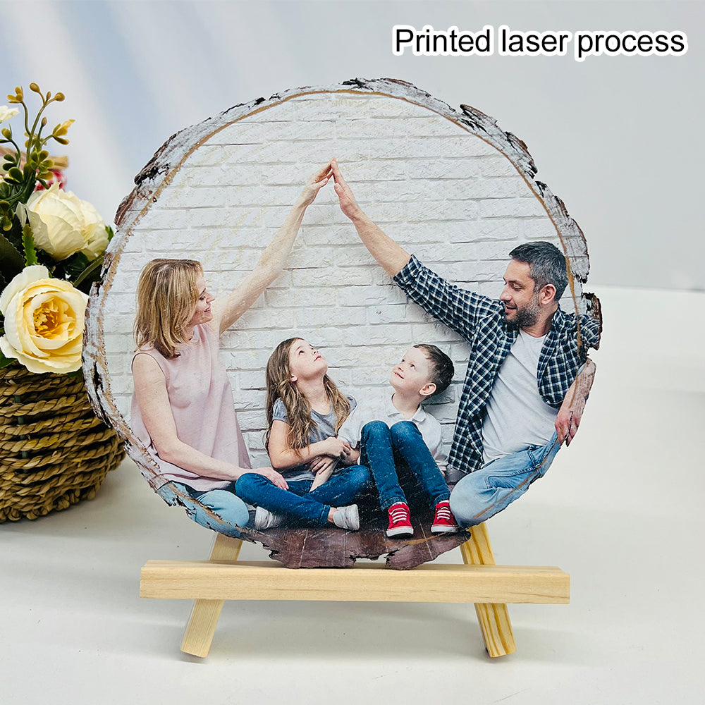 Custom Natural Pine Wood Slice With Photo And Engraved Text