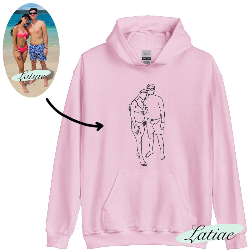 Custom Embroidered Line Drawing Hoodie/Crewneck