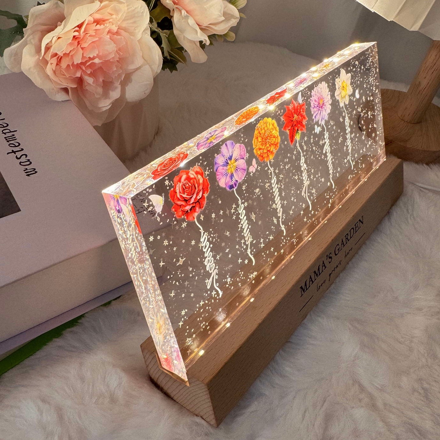 Personalized Birth Flower LED Night Light