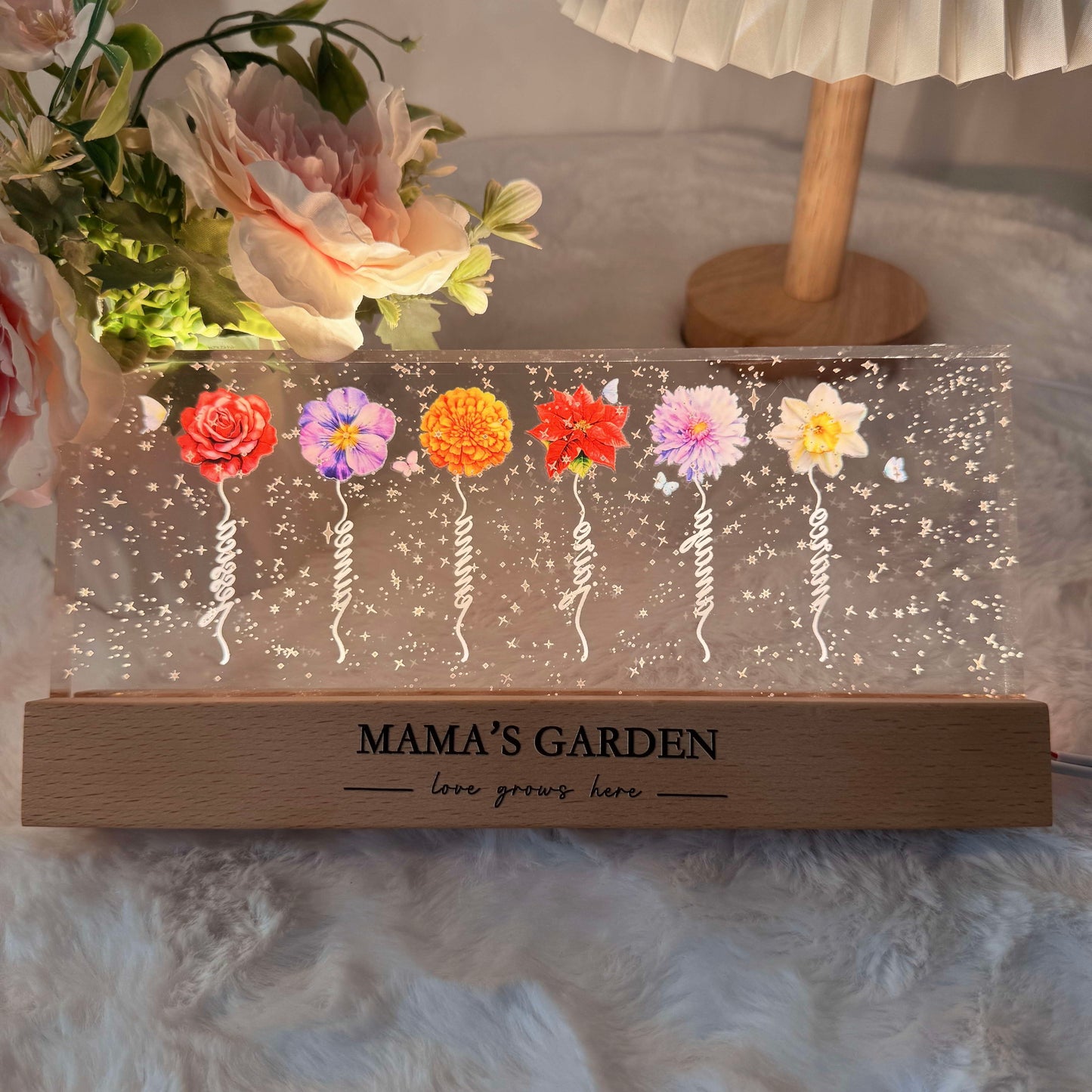 Personalized Birth Flower LED Night Light