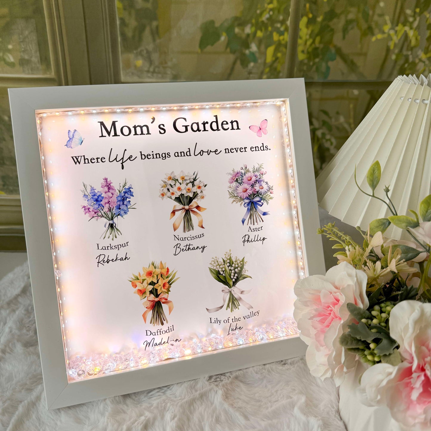 50% OFF✨Customized Mom's Garden Birth Flower Light Frame Box