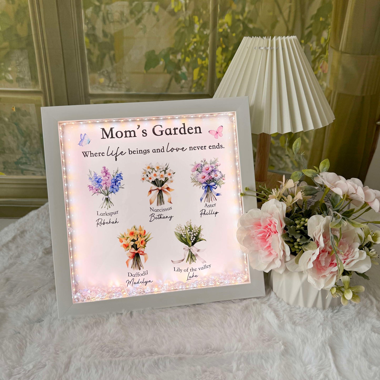 50% OFF✨Customized Mom's Garden Birth Flower Light Frame Box