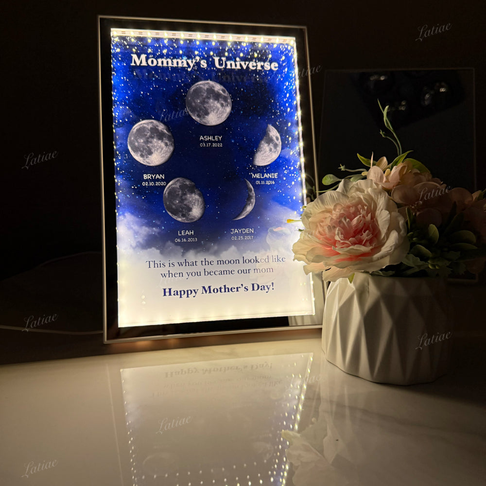 Starry Night Customize Birth Moon Phase Mirror Light Box