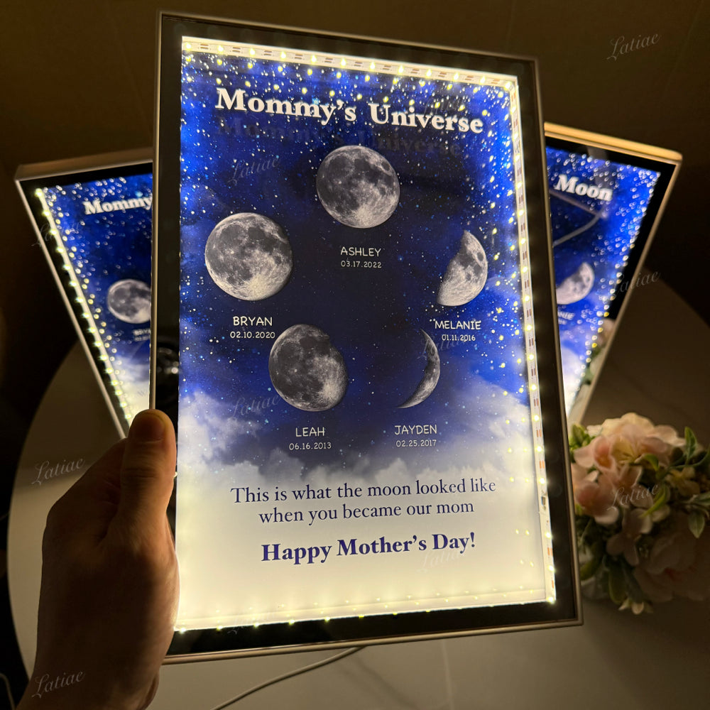 Starry Night Customize Birth Moon Phase Mirror Light Box