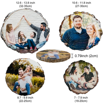 Custom Natural Pine Wood Slice With Photo And Engraved Text