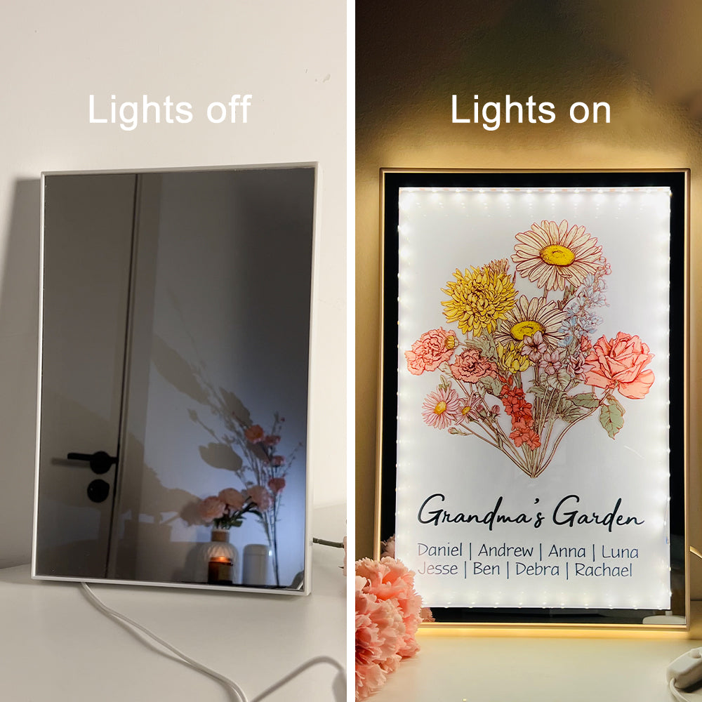 50% OFF✨Custom Birth Flower Bouquet Led Mirror for Mother's Day