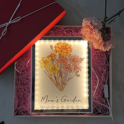 50% OFF✨Custom Birth Flower Bouquet Led Mirror for Mother's Day