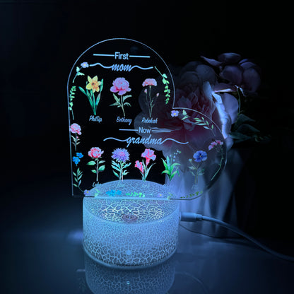50%OFF⭐️Birth Month Flower Personalized LED Light, First Mom Now Grandma