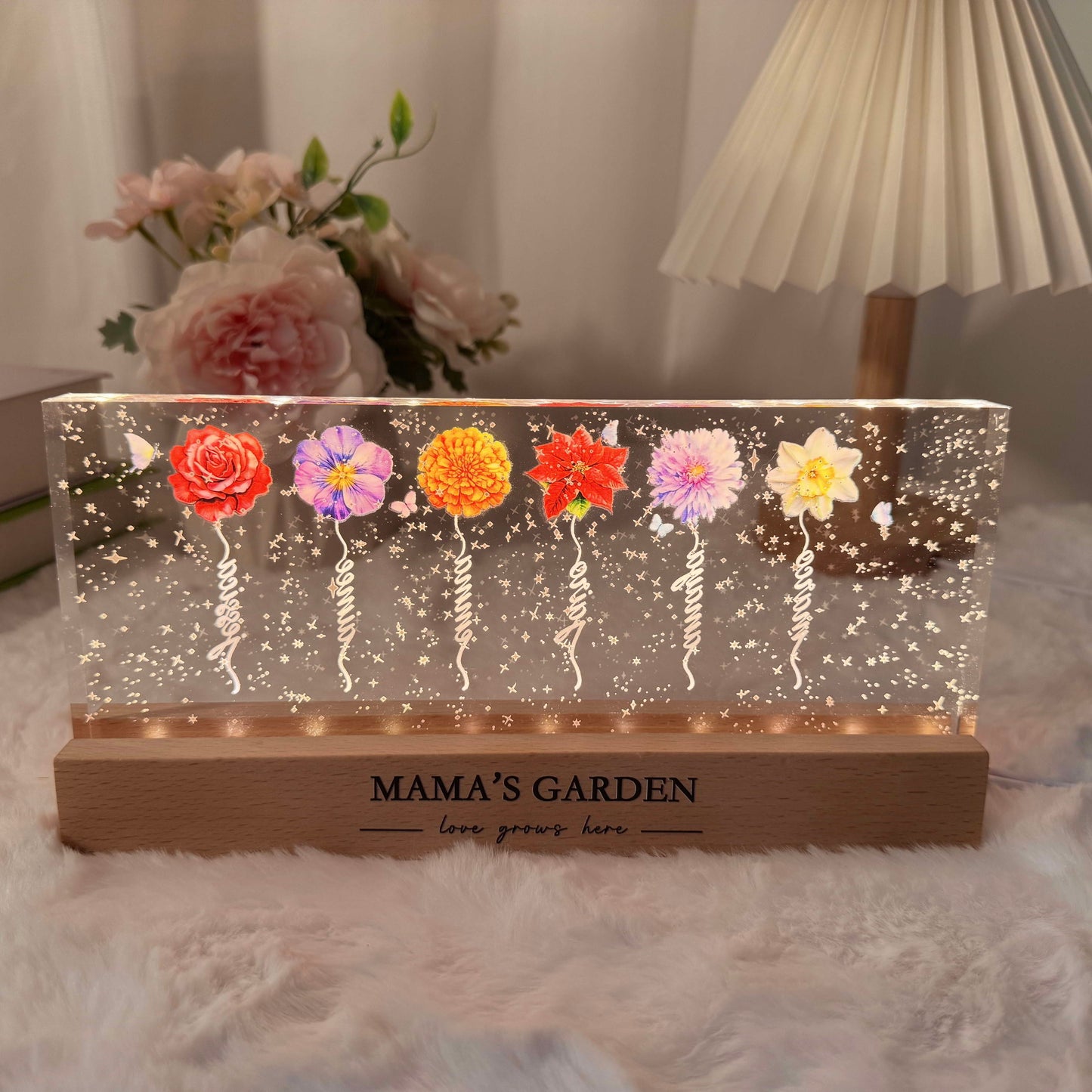 Personalized Birth Flower LED Night Light