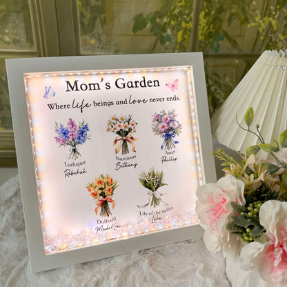 50% OFF✨Customized Mom's Garden Birth Flower Light Frame Box