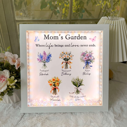 50% OFF✨Customized Mom's Garden Birth Flower Light Frame Box