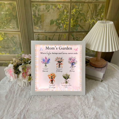 50% OFF✨Customized Mom's Garden Birth Flower Light Frame Box