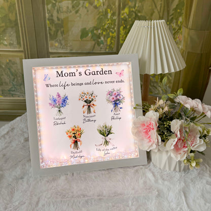 50% OFF✨Customized Mom's Garden Birth Flower Light Frame Box
