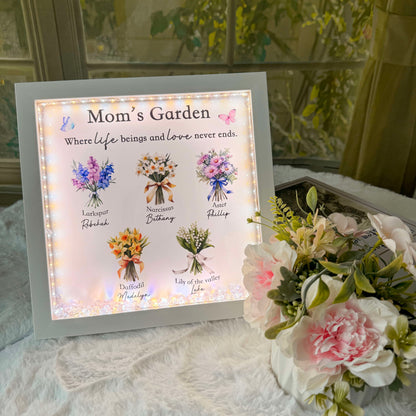 50% OFF✨Customized Mom's Garden Birth Flower Light Frame Box
