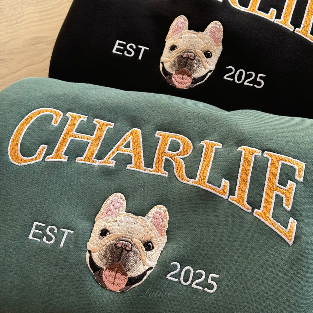Custom Embroidered Pet Portrait Hoodie💕 Crewneck
