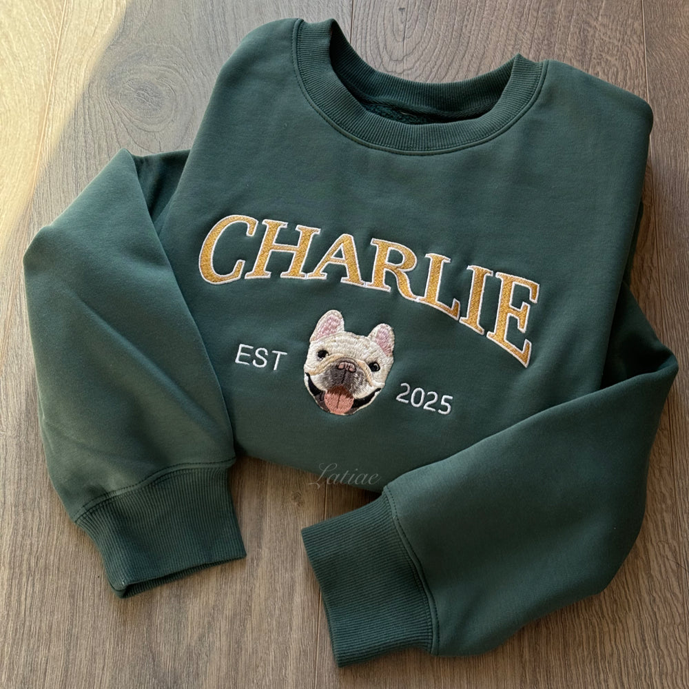 Custom Embroidered Pet Portrait Hoodie💕 Crewneck